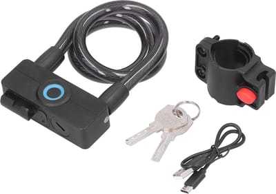 Fietsslot Vingerafdruk - Kettingslot Beveiliging - Fiets Beveiligen - Snelle Ontgrendeling - 20 x 15 x 6 cm - Zwart