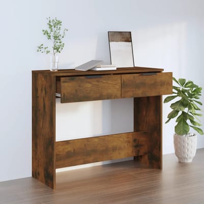 vidaXL - Wandtafel - 90x36x75 - cm - bewerkt - hout - gerookt - eikenkleurig