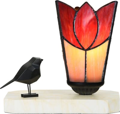 Tiffany tafellamp / sculptuur Ballade van een Vogel Fleur de Vanneau Kievitsbloem - Art Deco Trade