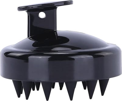 Narimano® Haarborstel, shampoo, leer, kam van zachte siliconen, lichaam, massageborstel, kam voor het reinigen van het hoofd en verwijdert dode huid (zwart)