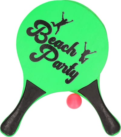 T&F creations beachball set - groen - MDF hout - buitenspeelgoed - 2x racket - 1x balletje