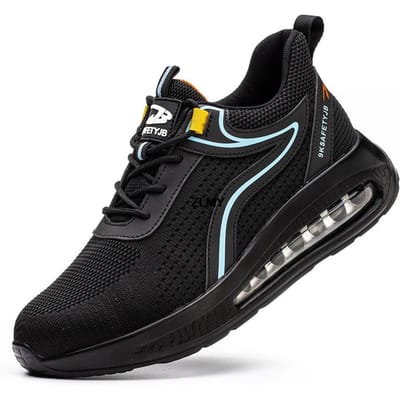 Ademende veiligheidsschoenen met stalen neus voor heren Werkveiligheidslaarzen Punctiebestendige sportwerksneakers Mannelijke constructieveiligheidslaarzen 38 black