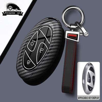 Abs Fibre de Carbone 3 5 7 Boutons Pour Hyundai Ioniq 6 Grand Prix Gn7 Kona Étui de Clé à Distance de Voiture Housse Porte-clés Protégé Accessoires black