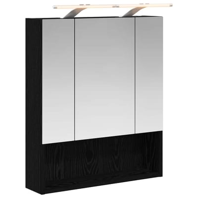 vidaXL - Badkamerspiegelkast - Zwart - Eiken - 60 - x - 14.5 - x - 70 - cm - Bewerkt - hout