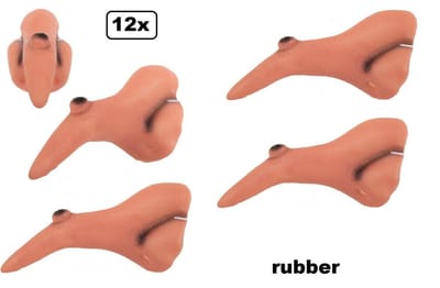 12x Heks neus rubber - Horror thema feest heksen Halloween griezel grime creepy scary