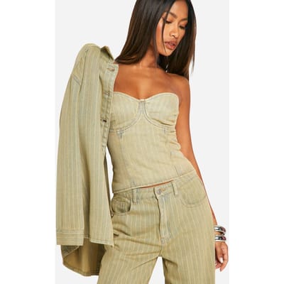 boohoo Dames Tinted Wash Denim Korset | Vintage Was | Maat: 42