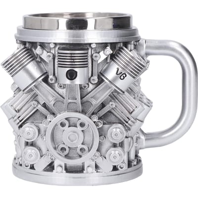 Mok Roestvrij Staal Hars Creatief Driedimensionaal Automotor Koffiekop voor Cadeau V6 gray