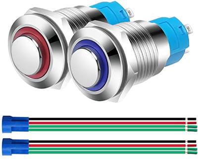 12mm Roestvrijstalen Drukknop met LED - Waterdichte SPST Aan Uit Schakelaar