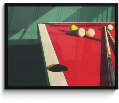 Poster in lijst - Fotolijst 80x60 cm - Posters - Biljarttafel - Ballen - Rood - Schaduw - Posterlijst zwart - Decoratie - Wanddecoratie woonkamer - Muurdecoratie slaapkamer - Kerstversiering - Kerstdecoratie voor binnen - Kerstmis
