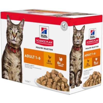 24x85g Feline Maaltijdzakjes Gevogelte selectie Hill's Science Plan Kattenvoer