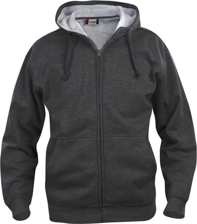 Basic hoody full zip antraciet mélange 3xl