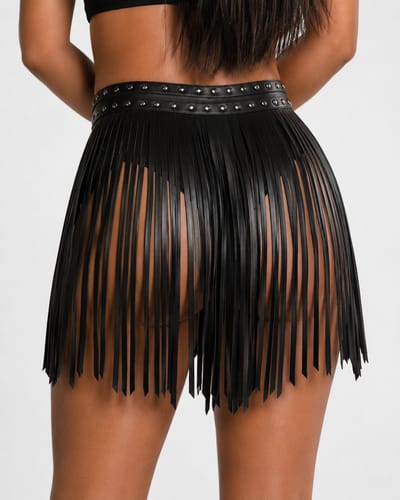 Linten Rok - Leer Look - Lingerie - Imitatie Leder - Fringe