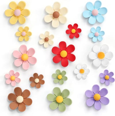 Set van 18 Bloem Magneten in 9 Kleuren, Decoratieve 3D Magneten voor Koelkast, Keuken en Kantoor, Leuke en Creatieve Magneten voor Muurdecoratie