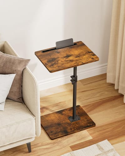 Verstelbare C-vormige Bijzettafel 360° Rotatie Klein 40x30 cm Bruin
