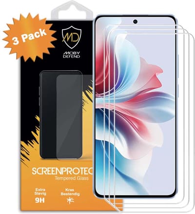 3-Pack MobyDefend Screenprotectors - Geschikt voor Oppo Reno11 F - Case-Friendly Screensavers - Gehard Glas