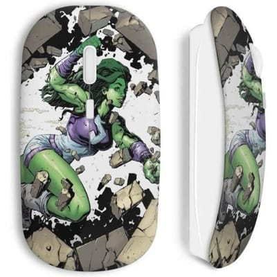 Souris sans fil - MANIACASE - Hulk Girl - Couleur blanche - Clé USB wifi incluse - Compatible Mac et PC