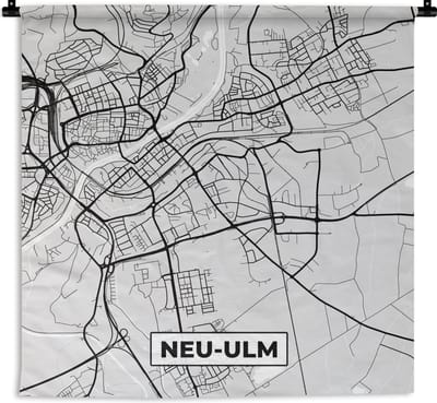 Wandkleed - Wanddoek - Stadskaart - Plattegrond - Neu-Ulm - Duitsland - Kaart - 180x180 cm - Wandtapijt