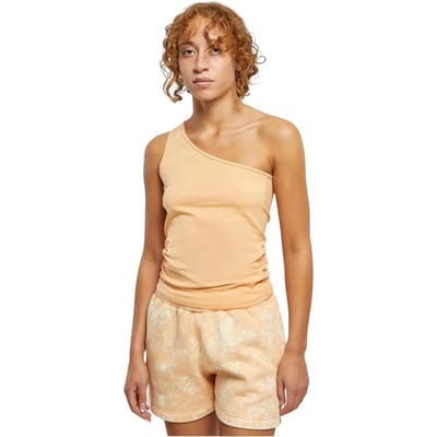 Urban Classics - Asymmetric Mouwloze top - XS - Oranje
