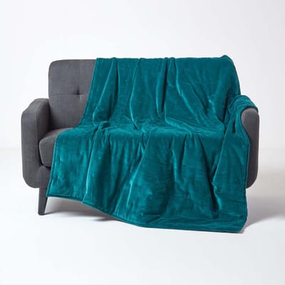 Homescapes Gewatteerde fluwelen deken petrolgroen – bedsprei van katoenfluweel, 125 x 150 cm