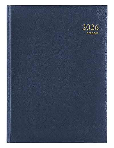 Brepols bureau agenda 2026 - EURO [0.224] - LIMA - Bureau agenda - 1 dag op 1 pagina - Dagoverzicht - Blauw - 14.8 x 21 cm