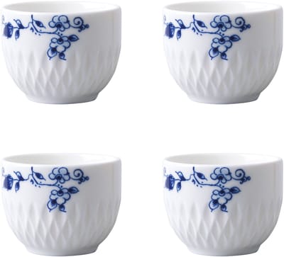 Eierdopje Blauw Vouw - Porselein - 5 cm - 4 stuks