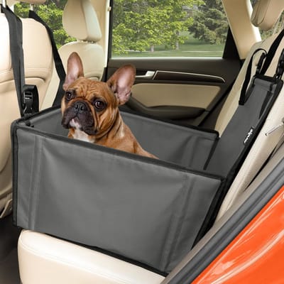Hondenautostoel - Reisstoel Hond - Veilig Reizen - Extra Stabiele Wand - 48x45x28cm - Grijs