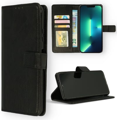 Casemania Hoesje Geschikt voor Apple iPhone 14 Zwart - Portemonnee Book Case - Kaarthouder & Magneetlipje