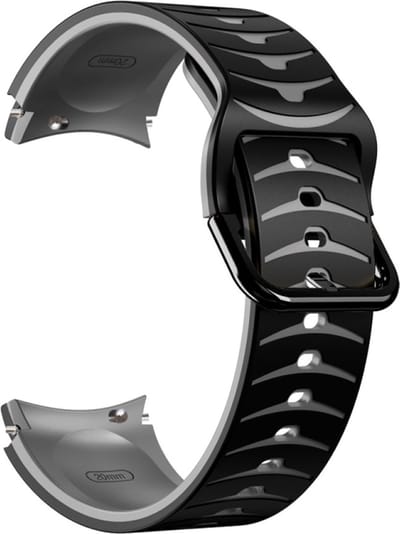 Siliconen bandje - geschikt voor Samsung Galaxy Watch 7 / Watch FE / Watch 6 / Watch 6 Classic / Watch 5 / Watch 5 Pro / Watch 4 / Watch 4 Classic - zwart-grijs
