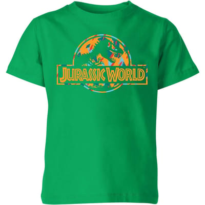 Jurassic Park Logo Tropical Kids' T-Shirt - Green - 146/152 (11-12 jaar)