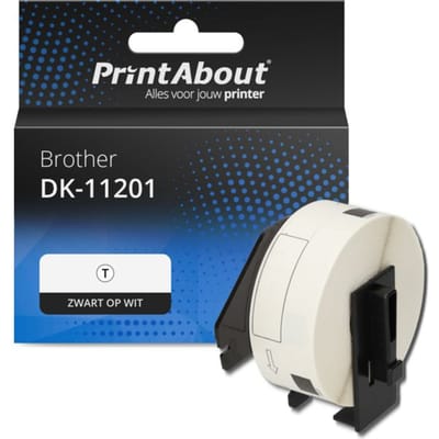 PrintAbout huismerk Etiket DK-11201 Zwart op wit (29 mm x 90  mm) Geschikt voor Brother