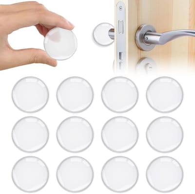 Deurstoppers Transparant - 12 Stuks - Wandgemonteerde Deurklink Stop - Stootdoppen - Transparante Zelfklevende Deurstop Siliconen Deurstops - Deurbuffers - Transparante Schokdempers - Krachtige Deurstop - Voor Kastdeuren, Keuken, Badkamer, Kantoor