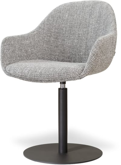Nolon Niva-Mae Draaibare Tulp Eetkamerstoel Grijs Blend - Mat Zwart Onderstel - Elegant - Scandinavisch - Stoffen
