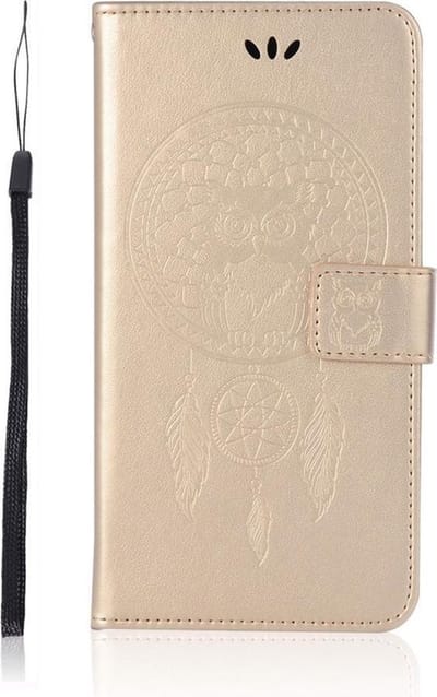 Shop4 - Asus Zenfone Max Pro (M2) Hoesje - Wallet Case Dromenvanger Uil Goud