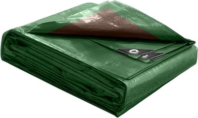 Afdekzeil Waterdicht - Zeildoek met ogen - Bescherming buiten - UV-bestendig en scheurvast - 36 x 49M - Groen bruin