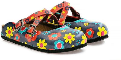 GOBY - Flowerpower - Slippers - Slipper - Klompen - Hoge kwaliteit - Handmade - Bloemenprint - Maat 39