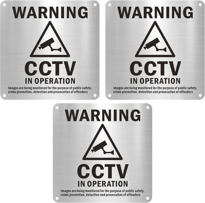 CCTV waarschuwingsborden set van 3 - aluminium buitenborden voor beveiliging