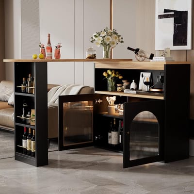 Uittrekbare Bartafel - Keuken Statafel - Eetkamer Gebruik - Draaibaar En Uitbreidbaar - 138-193x39x105 cm - Zwart
