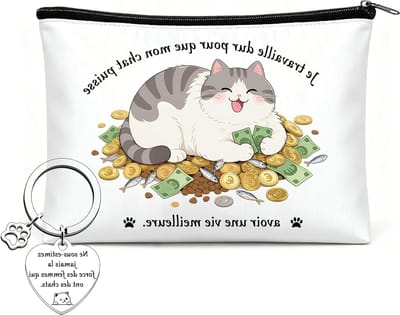 Make-up Tas voor Kattenliefhebbers, Sleutelhanger Cadeau voor Vrouwen, Grappige Tekst, Perfecte Verjaardagscadeau voor Dierenvrienden en Kattenfans