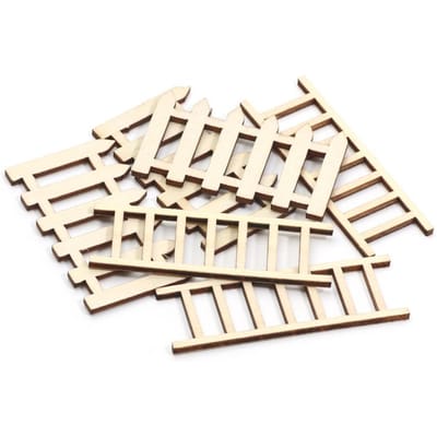 10pcs Clôture de Jardin de Fées en Bois Artisanat en Bois Découpe en Bois Brut Art DIY Enfants Mini Ornement pour Maison de Poupée Artisanat Fait Main beige