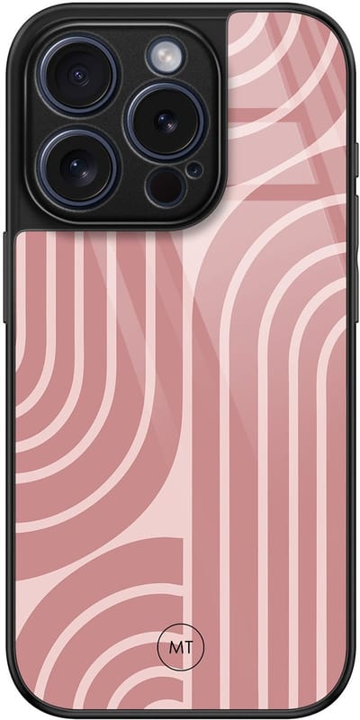 Hoesje geschikt voor iPhone 15 Pro - Blush shapes - Luxe Hard Case - Print - Roze - Mooie Telefoonhoesjes