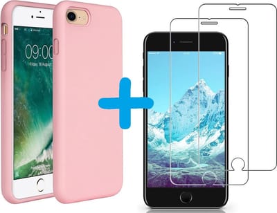 Hoesje Geschikt voor iPhone SE 2022 / 7 / 8 hoesje siliconen / nano backcover Licht Roze met 2 Pack Screenprotector