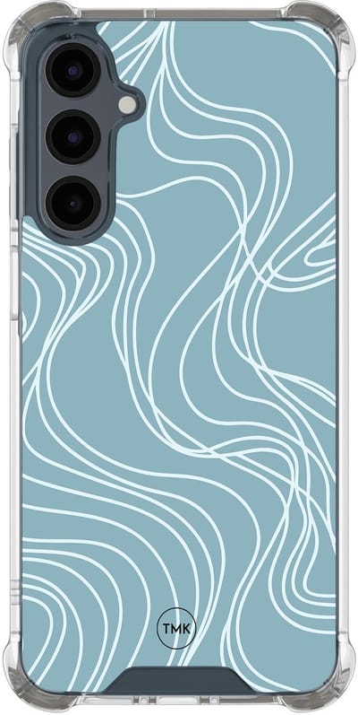 Shockproof hoesje geschikt voor Samsung Galaxy A16 - Soft blue waves - Schokbestendig - Verhoogde randen - TPU case - Extra Sterke Back Cover - Geometrisch patroon - Transparant, Blauw