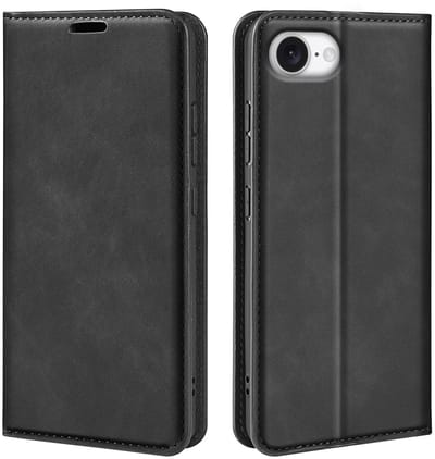 MobyDefend Hoesje - Geschikt voor iPhone 16e / iPhone 17e - Luxe Wallet Bookcase (Magnetische Sluiting) - Zwart
