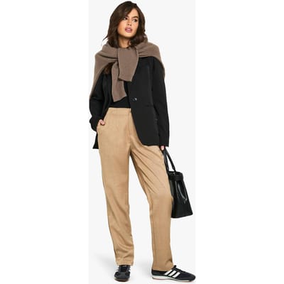 boohoo Dames Getailleerde, taps toelopende broek | Taupe | Maat: 36