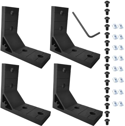 Dailygoods- Hoekbeugels Set van 4 Stuks - Inclusief 16 M8 T-sleufmoeren - 16 M8 x 18 mm Inbusschroeven - 1 M5 Moersleutel - Geschikt voor 2020 Serie Aluminium Profielen - Hoekverbinder