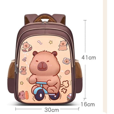 Sac à Bandoulière Enfant Sac d'École Imperméable Mignon Capybara 3D Sac à Dos Enfant Sac à Dos Quotidien Décontracté Sac d'École Garçon Fille Sac à Dos beige