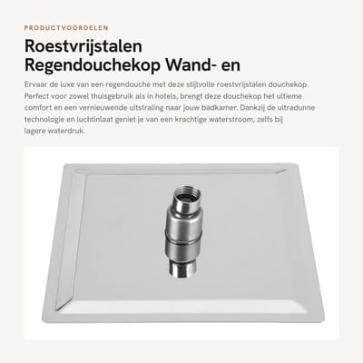 Dailygoods - Roestvrijstalen Regendouchekop - Wand- en Plafondmontage - Elegant ontwerp - Gepolijst roestvrij staal - Douchekraan set - Ideaal voor ba...