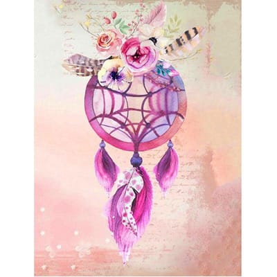 DIY diamant borduurwerk roze bloemen foto van strass ronde diamant schilderij Dream Catcher 20X30CM pink