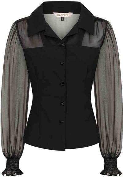 Banned - Bonnie Blouse - M - Zwart