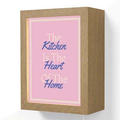 Wandlamp 15x20 cm - Oplaadbaar - Tekst - Blauw - Keuken - Kader - Wandlampen binnen woonkamer - Slaapkamer lamp met kabel - Decoratieve nachtlamp - Vloerlamp snoer